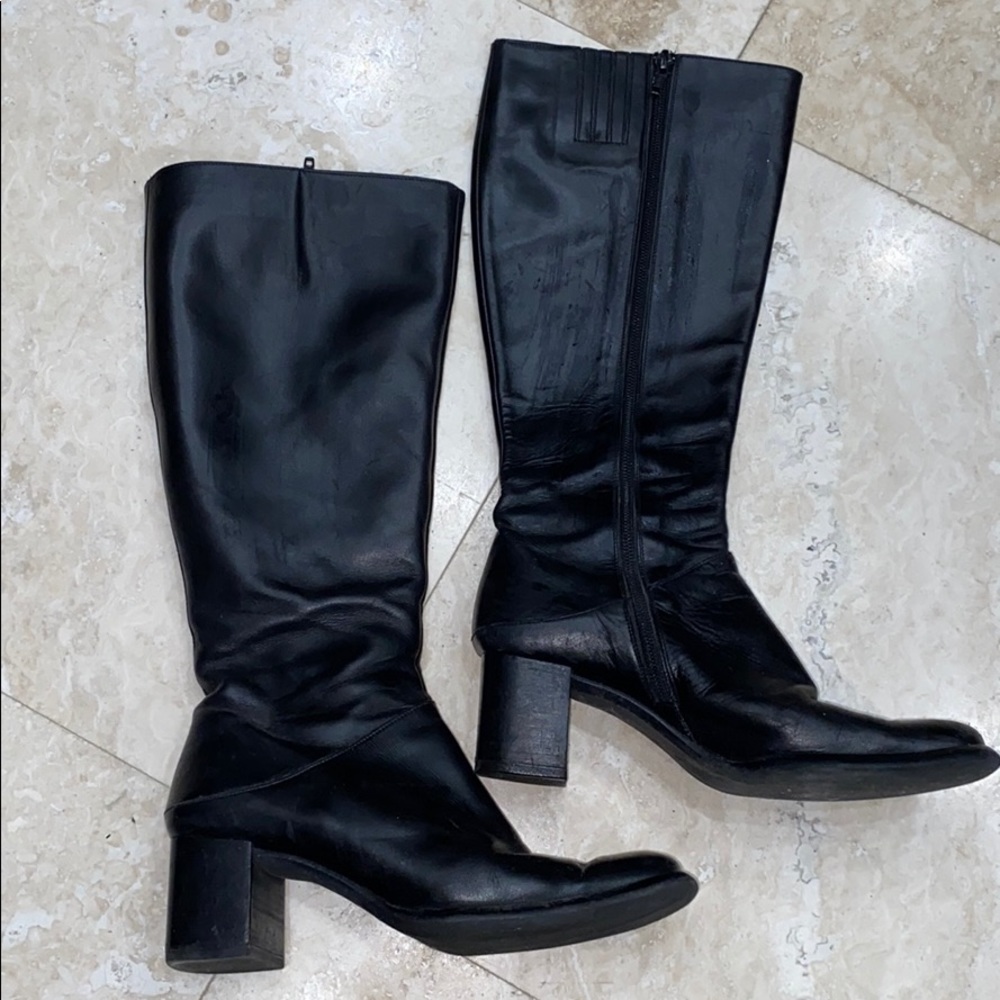 Via Spiga Black Calf 2” Heel Boots